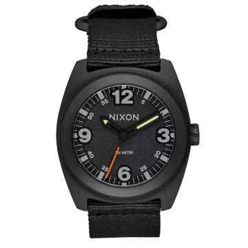 Mens Clutch 42 All Black Nylon Band Watch Black Dial