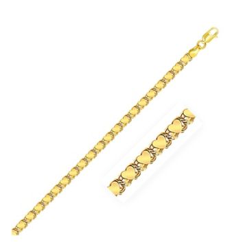 3.3mm 14k Yellow Gold Heart Anklet (10 Inch)