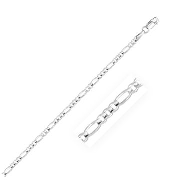 2.6mm 14k White Gold Figaro Anklet (10 Inch)