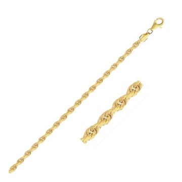 2.75mm 10k Yellow Gold Solid Diamond Cut Rope Chain (24 Inch)
