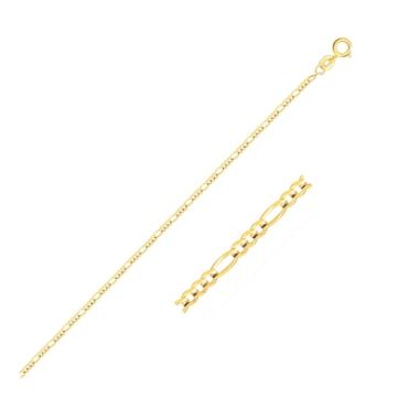 14k Yellow Gold Figaro Anklet 1.3mm (10 Inch)